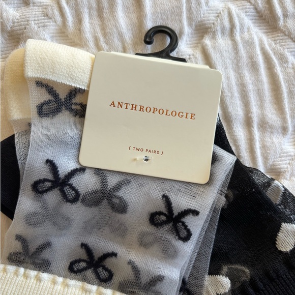 Anthropologie Sheer Socks, Set of 2 Bows Hearts NWT - Picture 3 of 5